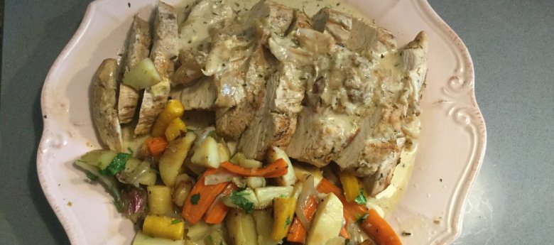 Rôti de filet de dinde à la crême