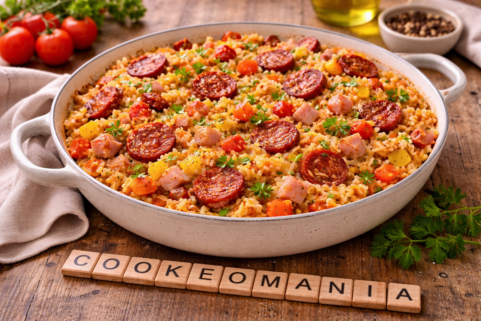 Riz au chorizo, jambon et légumes au Cookeo