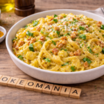 Tagliatelles fraîches, courgettes, allumettes de Bacon et curry au robot multi-cuiseur Moulinex