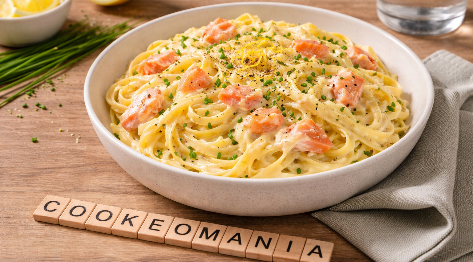 Tagliatelle express au saumon fumé et citron au Cookeo