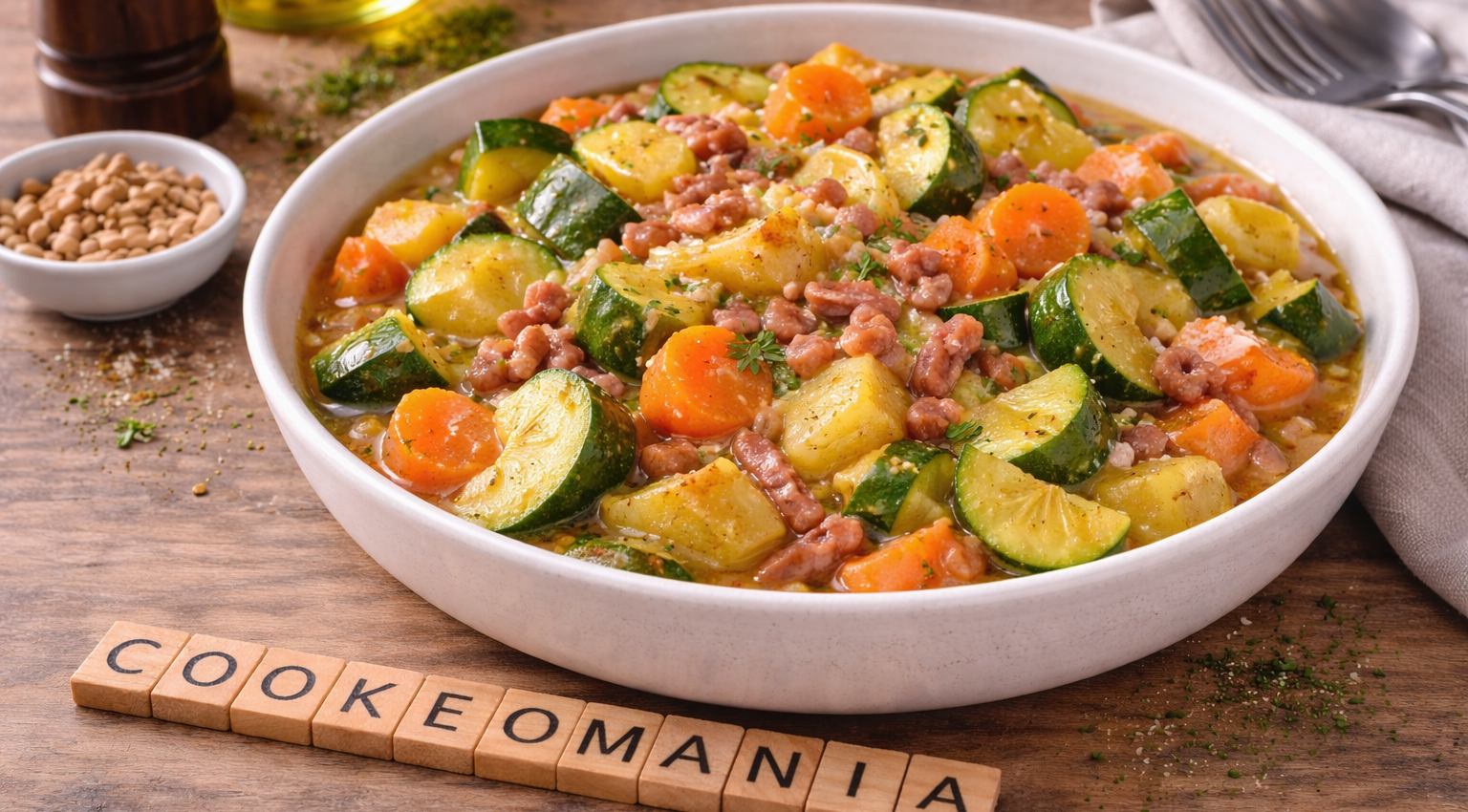 Tambouille de légumes aux lardons et fond de veau au Cookeo