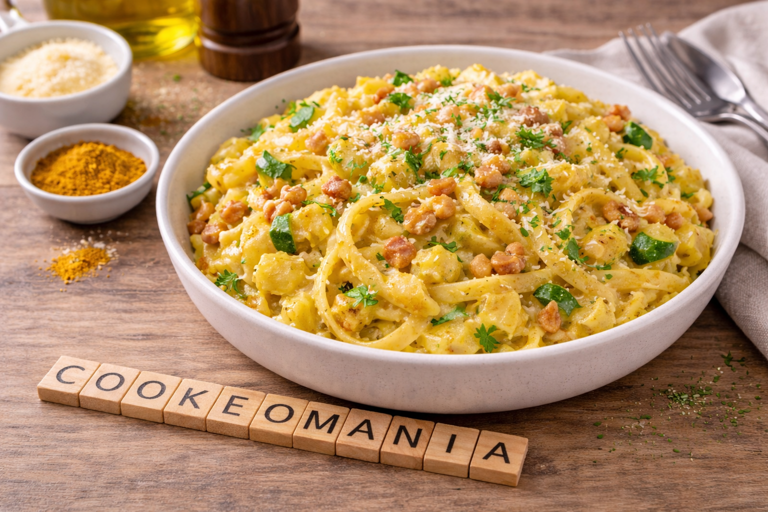 Préparez des tagliatelles fraîches au Cookeo avec courgettes, bacon et curry pour un plat rapide, parfumé, fondant et facile à servir au quotidien.