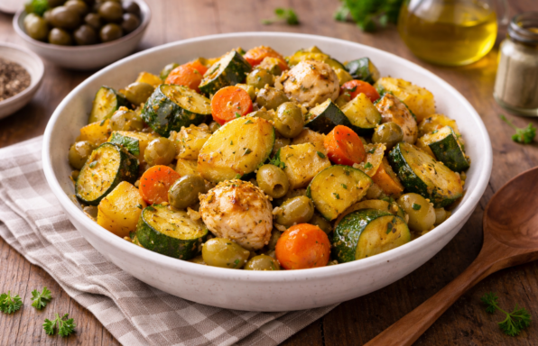 Tajine de poulet au citron confit et olives