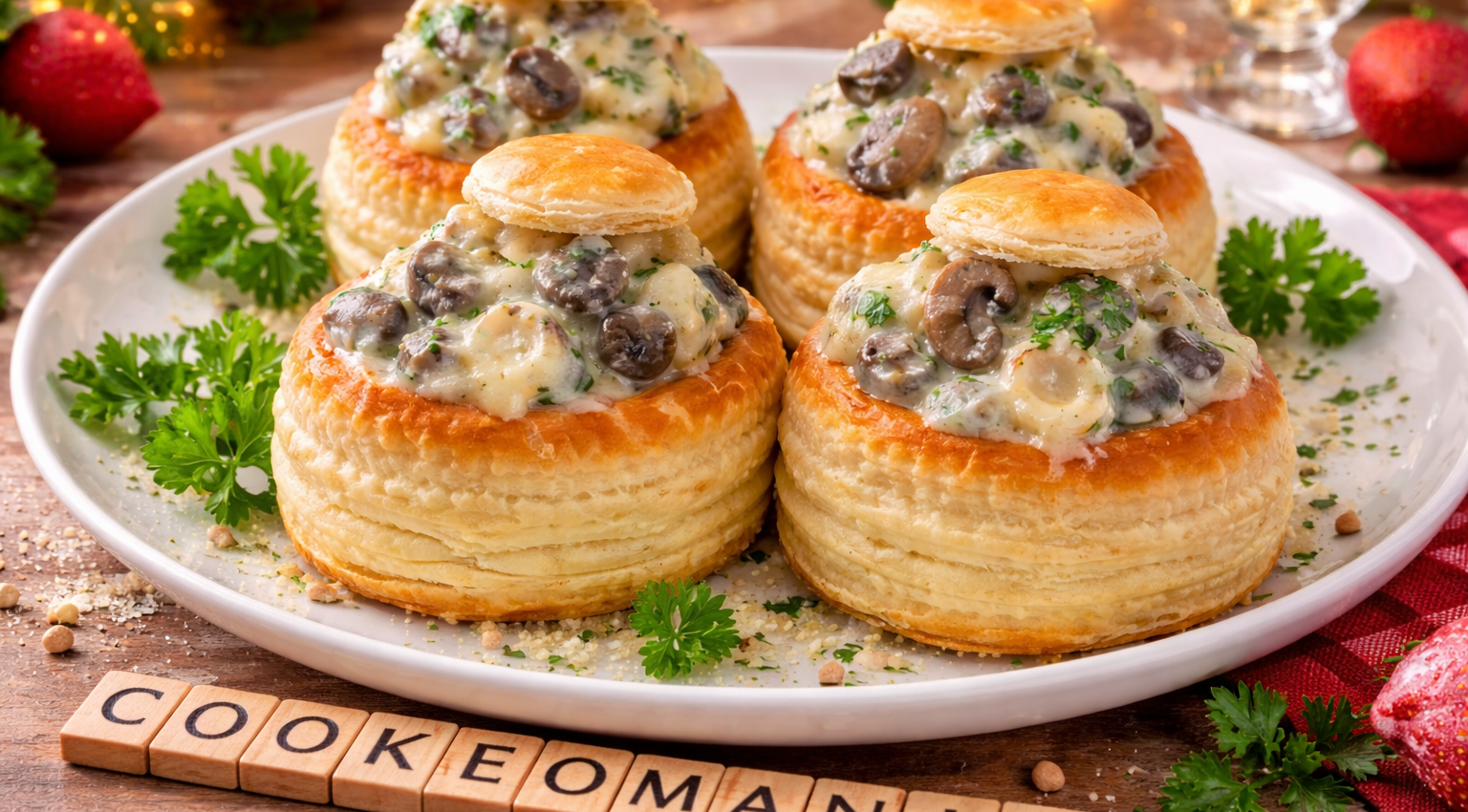 Croûtes aux escargots et champignons, sauce crémeuse au vin blanc