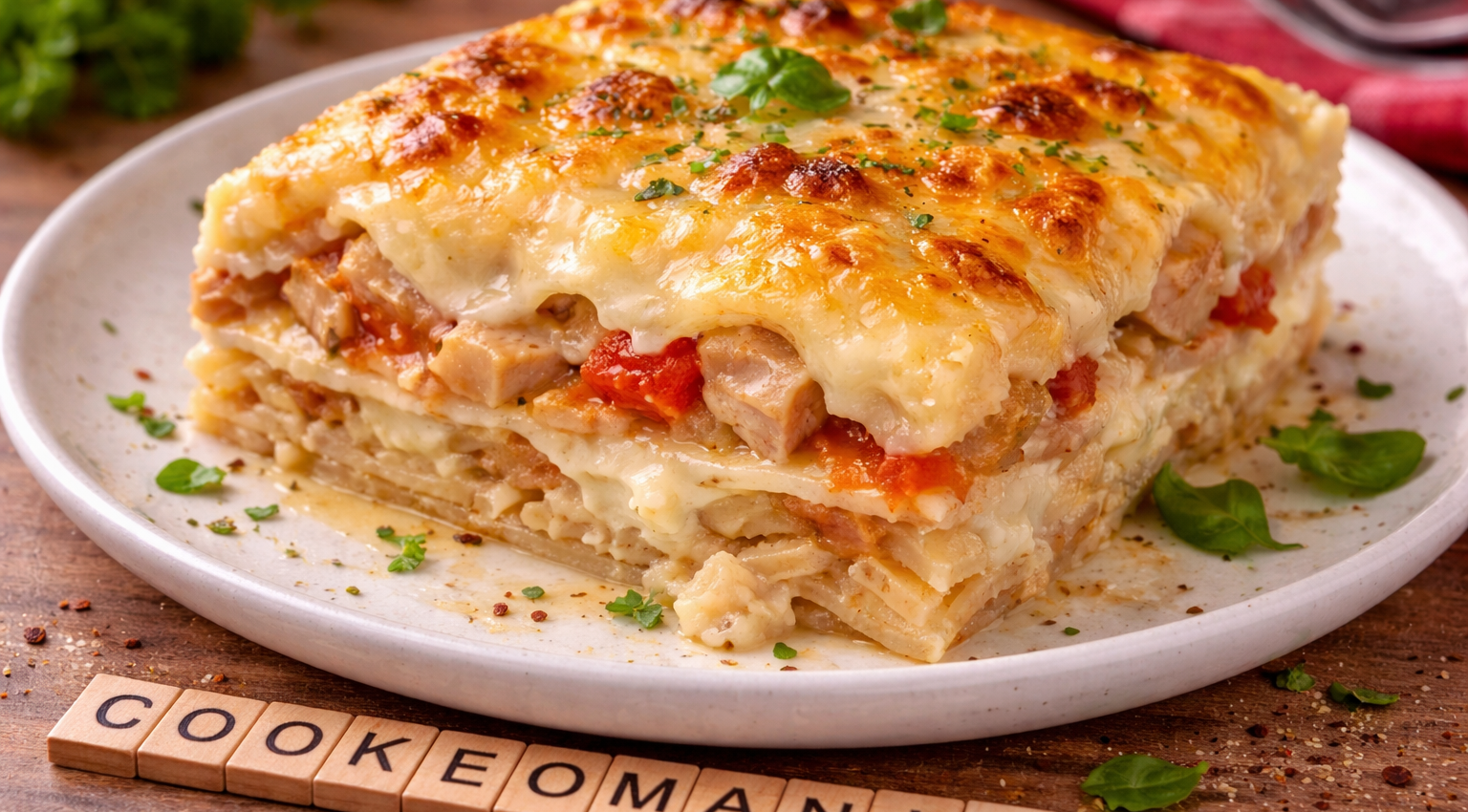 Lasagnes fondantes aux 3 fromages et poulet au Cookeo
