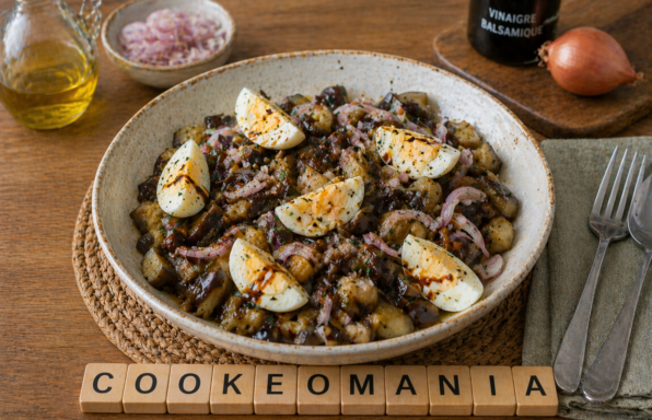 Salade au Cookeo d’aubergines à l’échalote et œufs durs