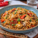 Nouilles sucrées-salées au poulet et légumes croquants au cookéo