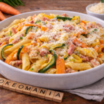 Pennes rigate façon carbonara aux carottes et courgettes à l'autocuiseur Moulinex
