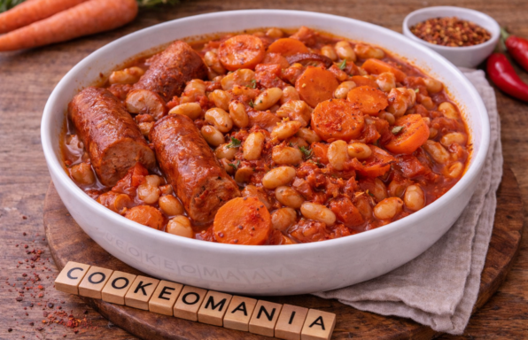 Marmite rouge aux saucisses fumées, carottes et haricots blancs