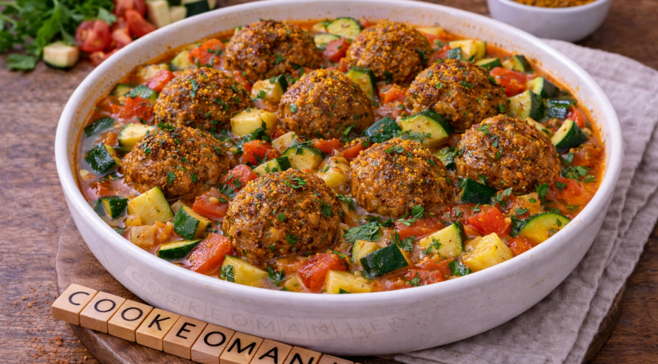 Boulettes de porc épicées aux courgettes et tomates au Cookeo