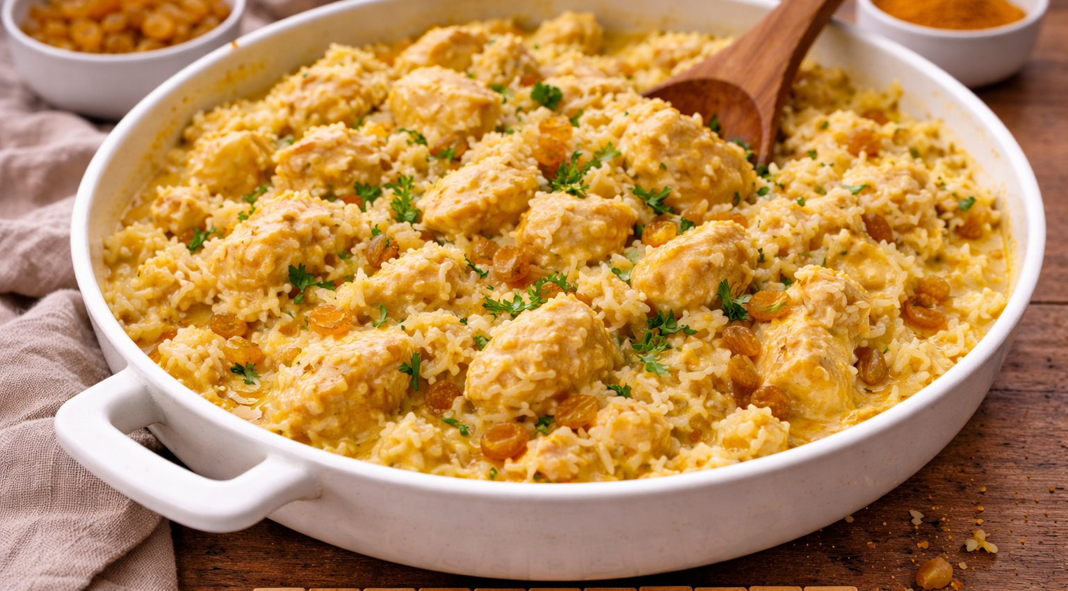Riz au curry et raisins au Cookeo : le poulet crémeux sucré salé qui change du riz classique