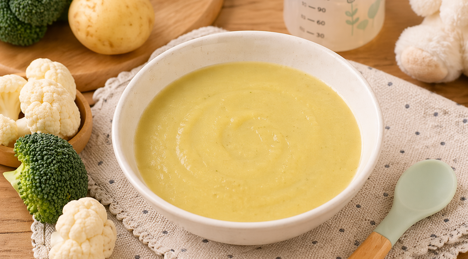 Bouillon au cookeo avec pomme de terre, brocoli et chou-fleur pour bébé de 4 à 6 mois