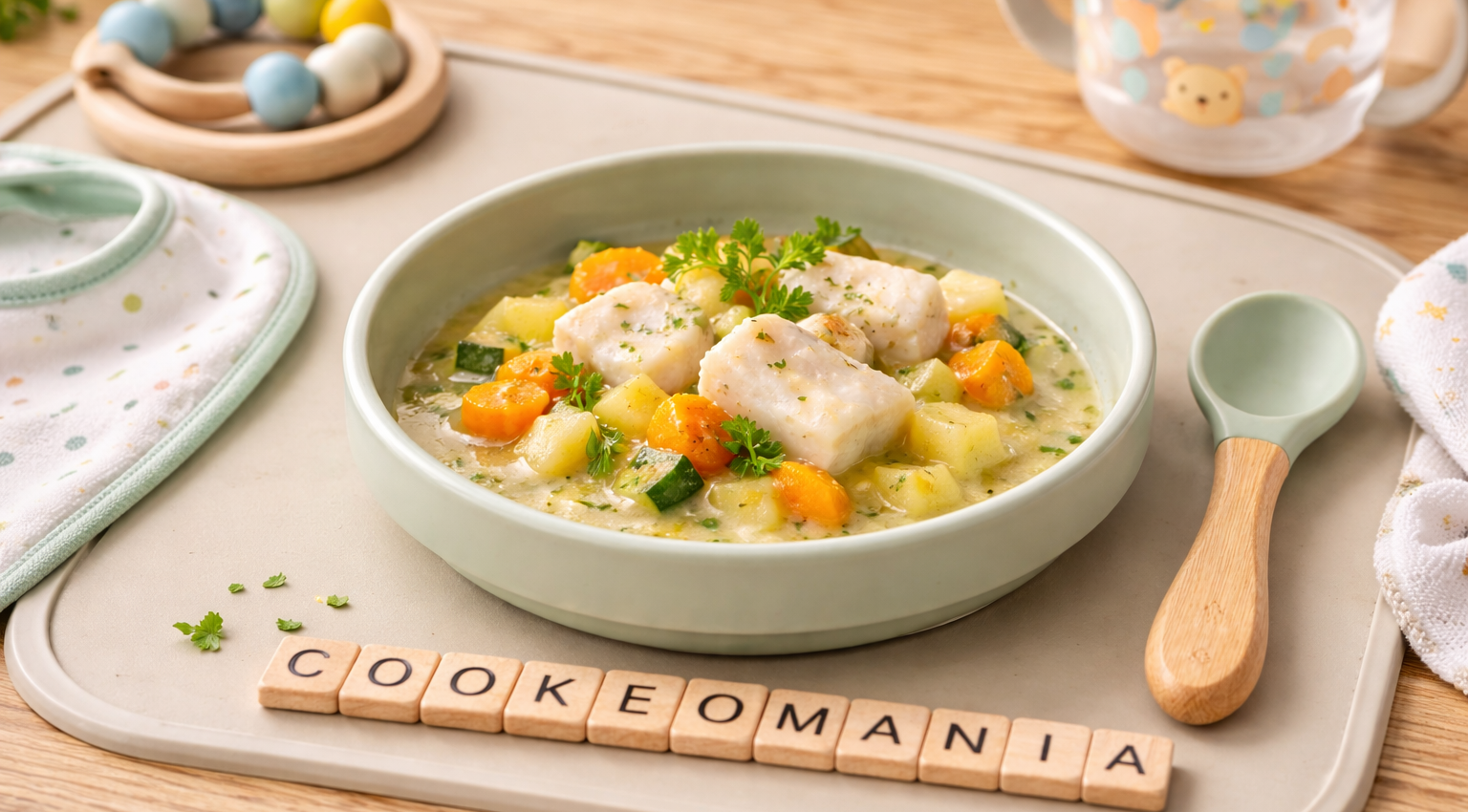 Cabillaud fondant aux petits légumes pour bébé au Cookeo