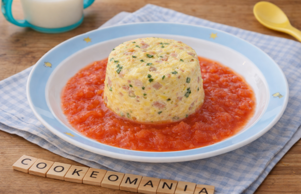 Petite timbale moelleuse au jambon et coulis de tomate pour bébé au Cookeo