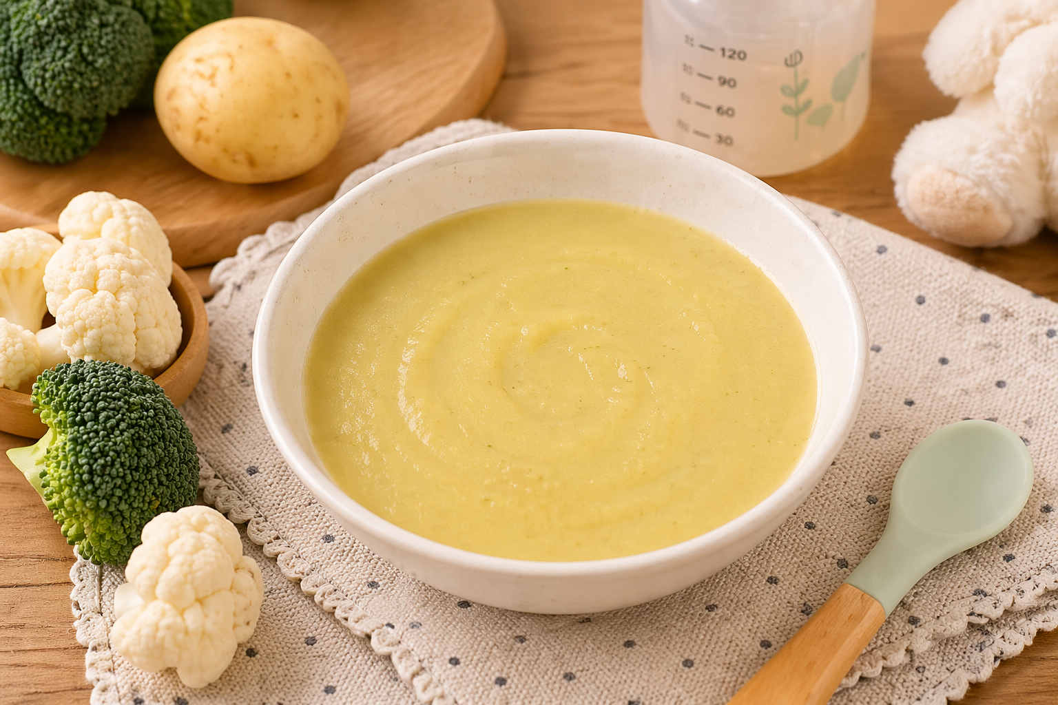 Bouillon au cookeo avec pomme de terre, brocoli et chou-fleur pour bébé de 4 à 6 mois