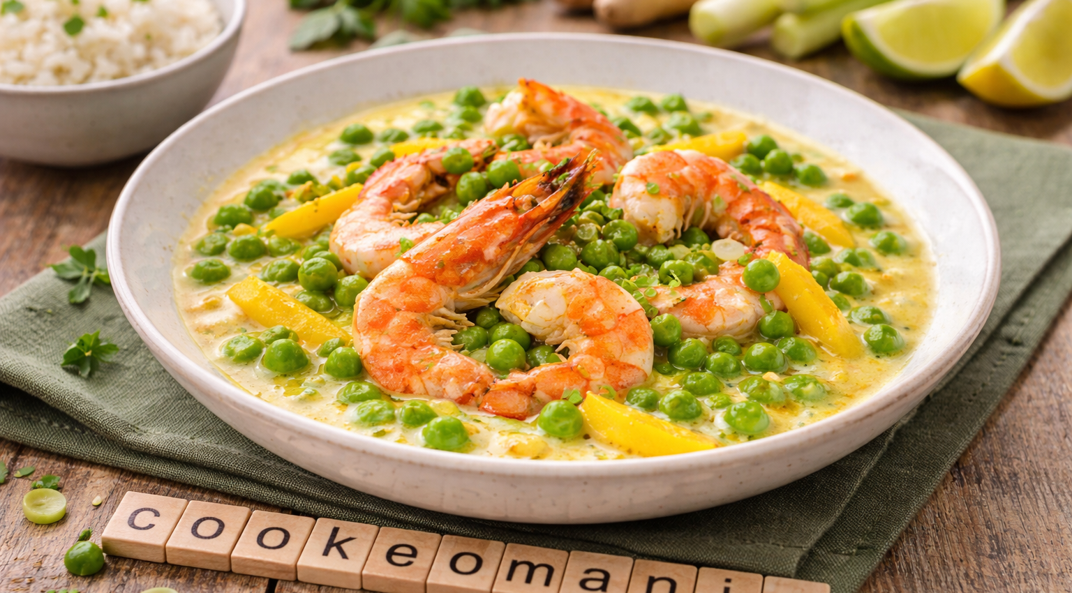 Curry de gambas aux petits pois et mangue, une assiette qui change au Cookeo