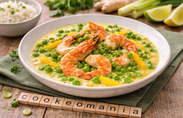 Curry de gambas aux petits pois et mangue, une assiette qui change au Cookeo