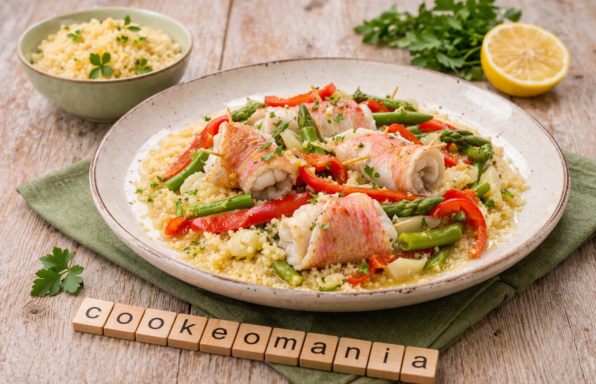 Rougets sur lit de légumes et semoule fondante au jus de cuisson au Cookeo