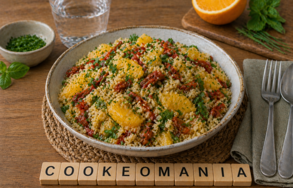 Salade au Cookeo de boulgour aux herbes fraîches, orange et tomates confites