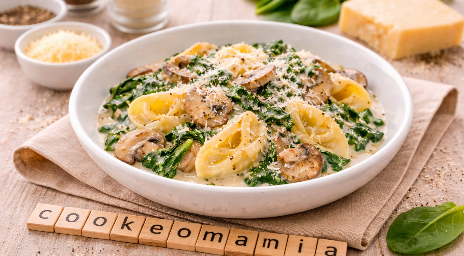 Tortellini épinards ricotta à la crème et aux champignons au Cookeo