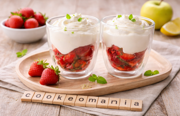 Verrines de fraises à la mousse pomme façon chantilly au Cookeo