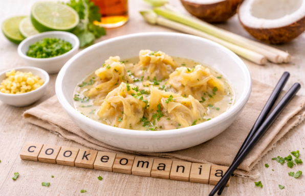 Wontons aux crevettes, gingembre et coco façon bouillon parfumé au Cookeo