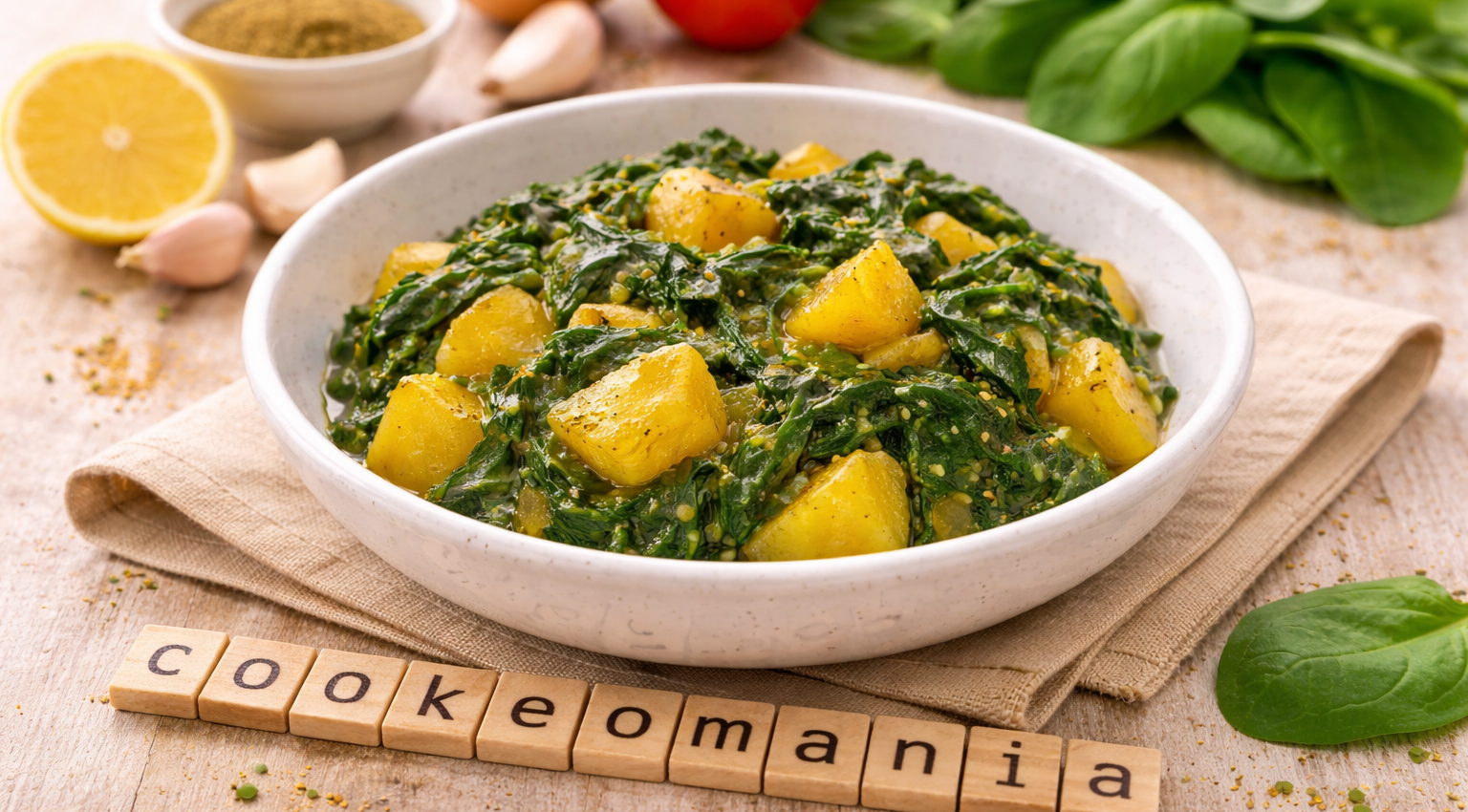 Aloo palak fondant aux épinards et pommes de terre parfumées au Cookeo