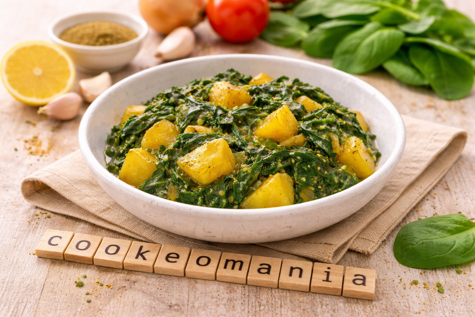 Aloo palak fondant aux épinards et pommes de terre parfumées au Cookeo
