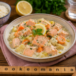 Blanquette de saumon crémeuse, champignons et petits légumes au robot multi-cuiseur Moulinex