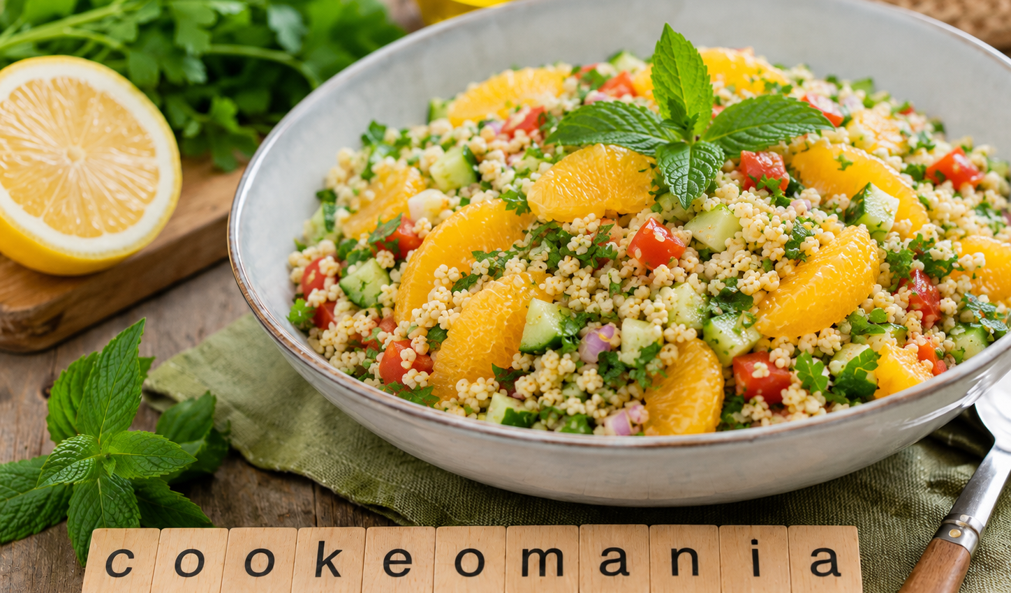 Salade au Cookeo de boulgour aux herbes fraîches, orange et tomates confites