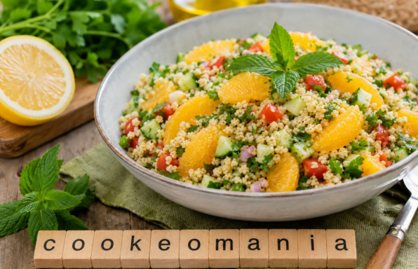 Salade au Cookeo de boulgour aux herbes fraîches, orange et tomates confites