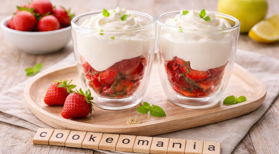 Verrines de fraises à la mousse pomme façon chantilly au Cookeo