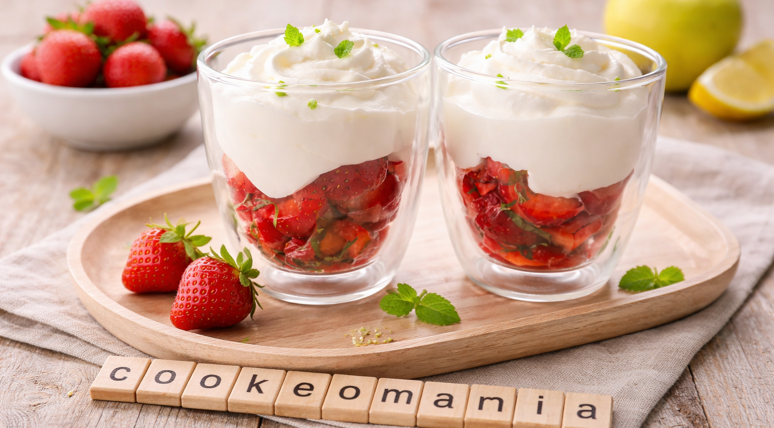Verrines de fraises à la mousse pomme façon chantilly au Cookeo