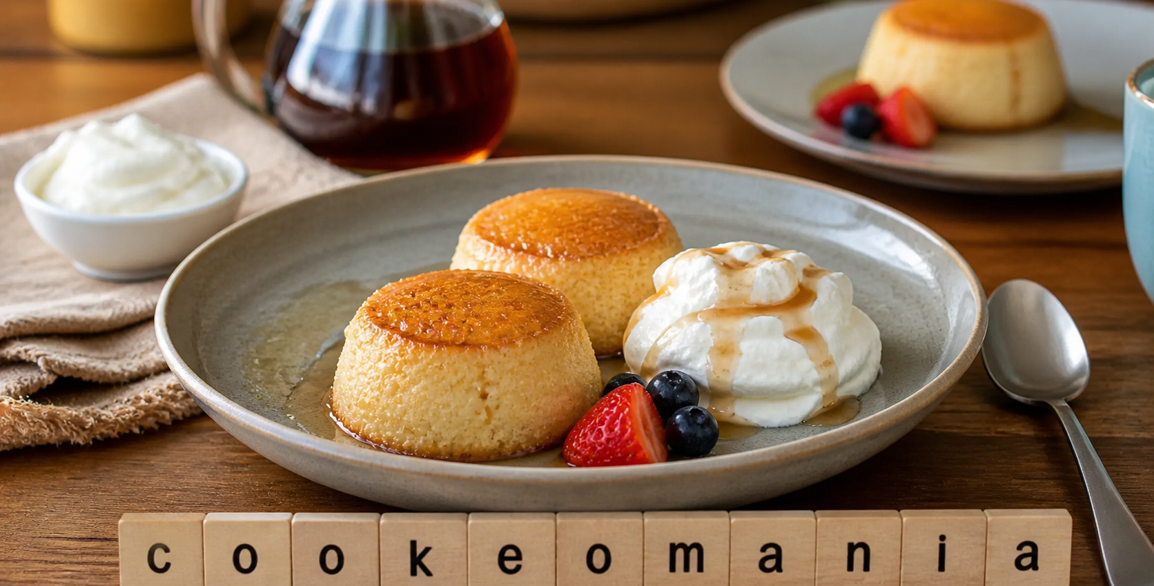 Flan vapeur à la Malaisienne au Cookeo, un dessert moelleux à servir avec crème fouettée et sirop d’érable