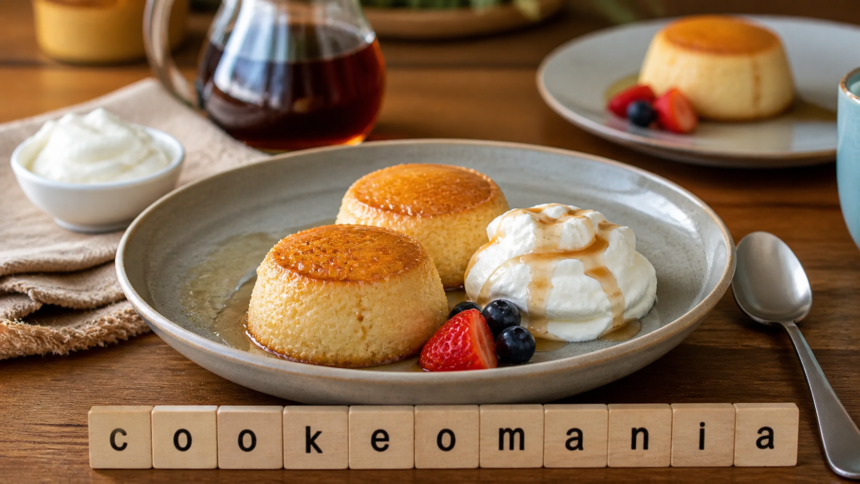 Flan vapeur à la Malaisienne au Cookeo, un dessert moelleux à servir avec crème fouettée et sirop d’érable