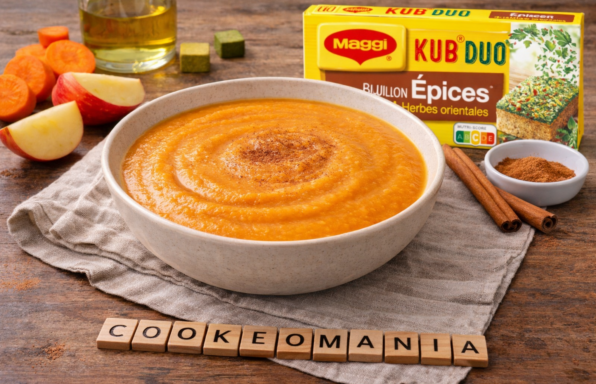 Cette soupe carotte, pomme et cannelle au Cookeo est la recette douce et surprenante à tester absolument