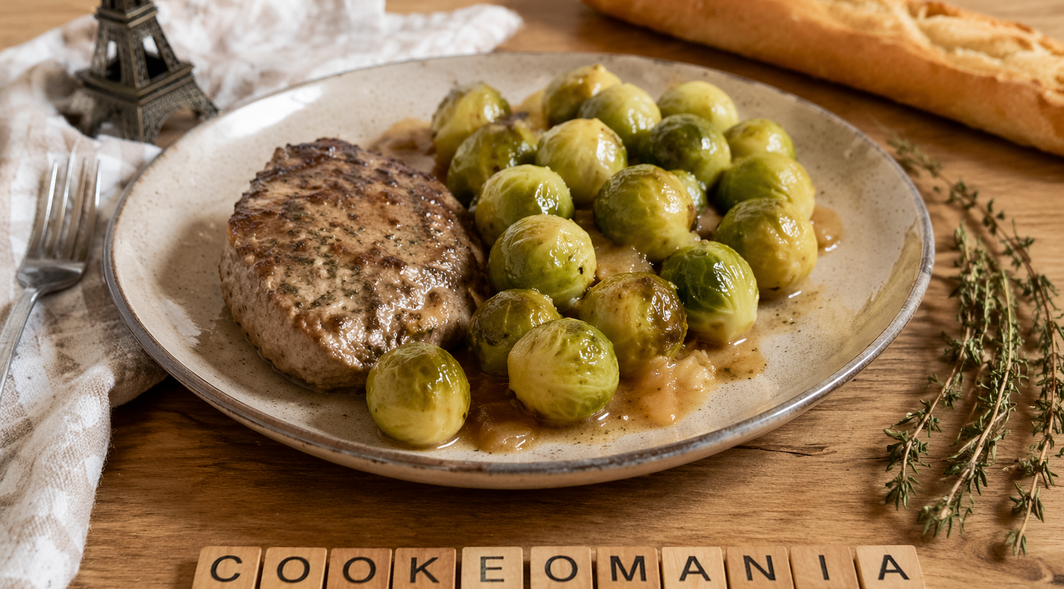 Pavé de porc oignon persil et choux de Bruxelles au Cookeo un plat complet et savoureux pour changer du quotidien