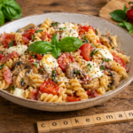Pâtes façon pizza Margherita au Cookeo, mozzarella fondante et tomates cerises au cookéo