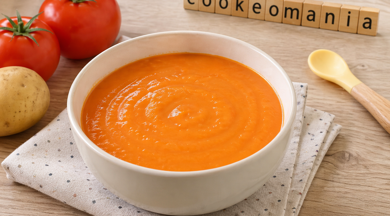 Soupe rouge pour bébé de 6 à 8 mois au Cookeo une soupe lisse à la tomate et pomme de terre