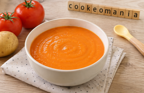Soupe rouge pour bébé de 6 à 8 mois au Cookeo une soupe lisse à la tomate et pomme de terre