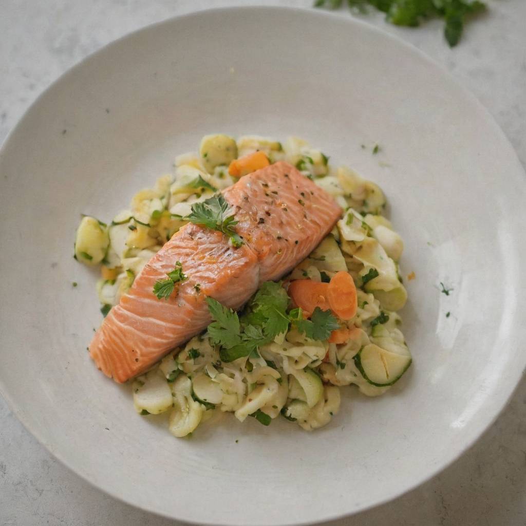 Truite Saumonée aux Légumes et Coquillettes au cookeo