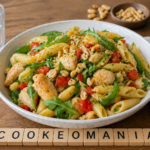 Salade de pâtes au Cookeo avec du poulet, cacahuètes et roquette à l'autocuiseur cookéo