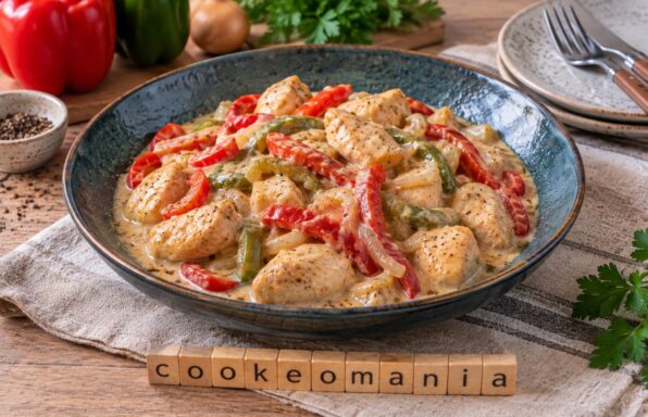 Poulet à la crème et aux poivrons