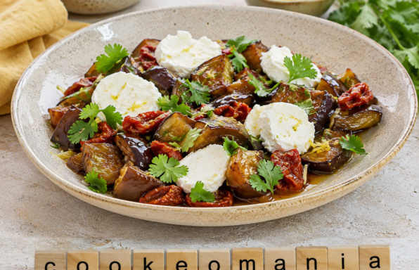 Salade d’aubergines fondantes au miel et chèvre au Cookeo