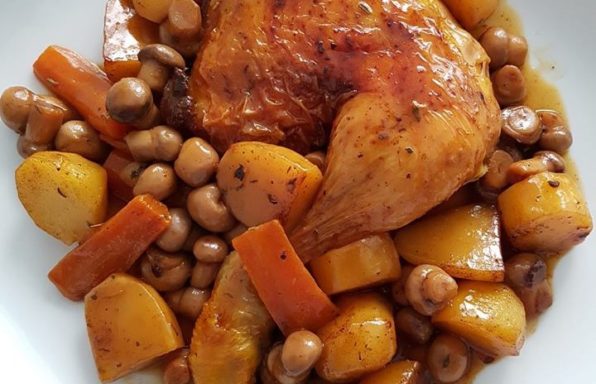 Cuisses de poulet moutarde et Paprika et son accompagnement