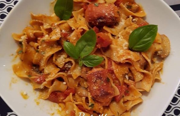 One pot Pasta champignon knacki au cookeo La cuisine de Bibi