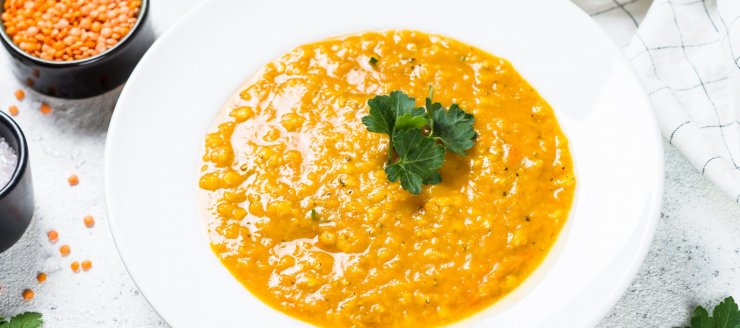 Soupe de lentilles Corail au curry au cookeo