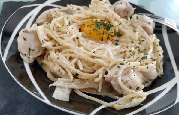 Spaghetti au Boursin et poulet