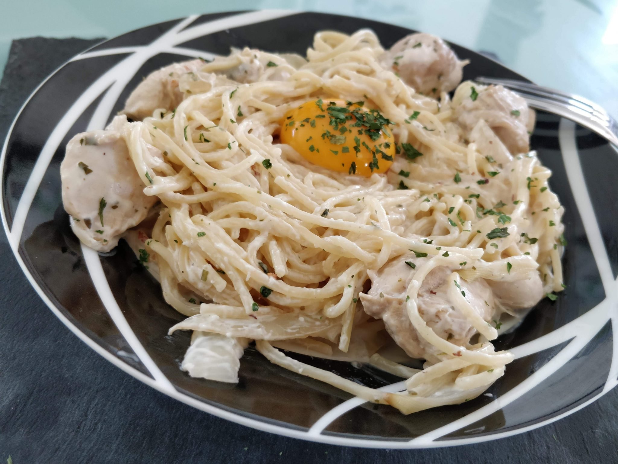 Spaghetti au Boursin et poulet