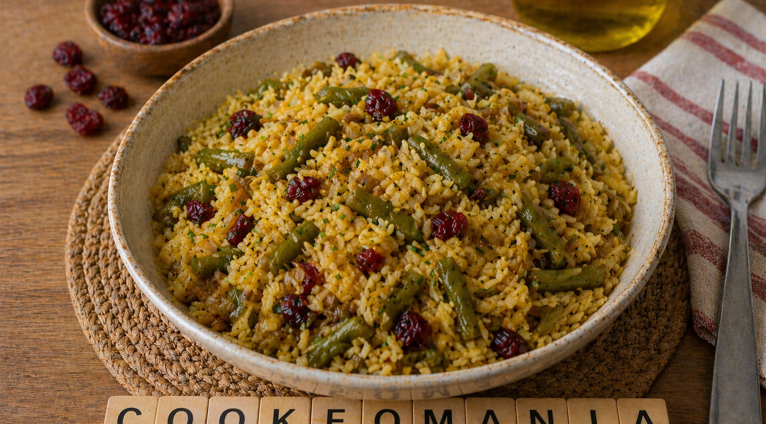 Riz biryani au Cookeo avec des haricots verts et cranberries